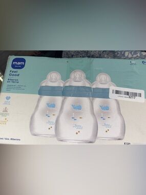 Clear Baby Feeding Bottles with Blue Whale Design